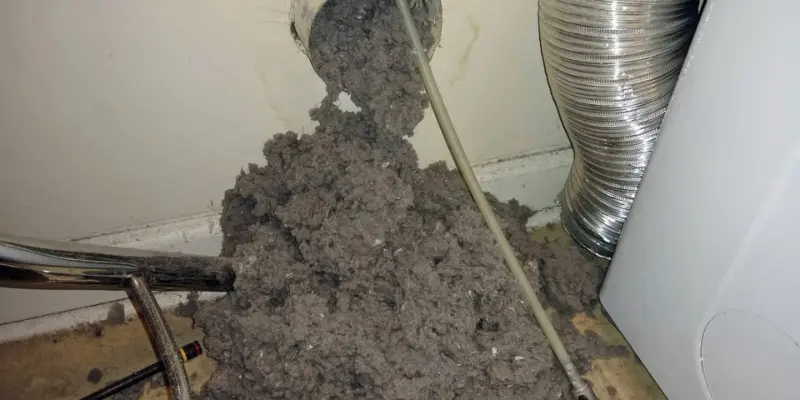 Lint buildup removed from dryer vent system